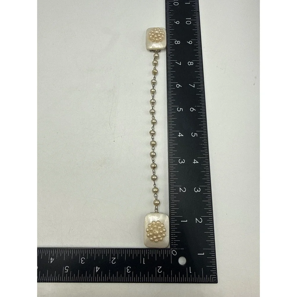 Vintage Faux Pearl Sweater Guard Cardigan Clips Rosette Cluster Silver Tone 8.5